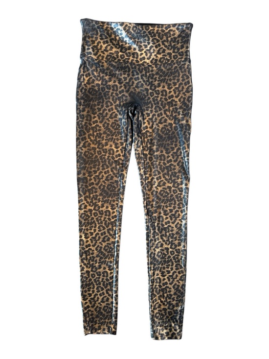 SPANX Pants - SPANX Glossy Leopard Print Leggings in Brown and Black